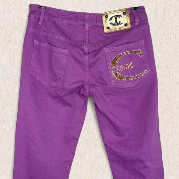 Just Cavalli by Roberto‎ Cavalli Purple Straight Leg Jeans Sz 29 Vintage Y2K - Picture 2 of 8